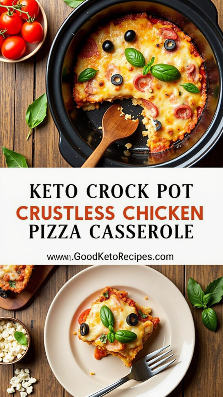 Keto Crock Pot Crustless Chicken Pizza Casserole